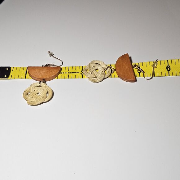 Large Wood Knotted Dangling Earrings - Picture 7 of 11